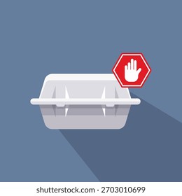 É proibida a utilização de isopor nas embalagens dos alimentos. Ilustração