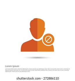 prohibited User. Block user Icon, pictogram icon on gray background. Simple flat metro design style. half shade cut icon. Flat design style. Vector illustration