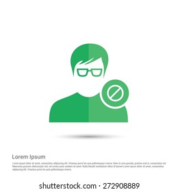 prohibited User. Block user Icon, pictogram icon on gray background. Simple flat metro design style. half shade cut icon. Flat design style. Vector illustration