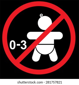 Prohibited from using children under three years icon
