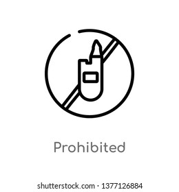prohibited vector line icon. Simple element illustration. prohibited outline icon from signs concept. Can be used for web and mobile
