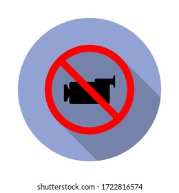 prohibited video camera long shadow icon. Simple color vector of ban icons for ui and ux, website or mobile application