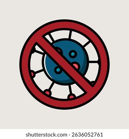  Símbolo de virus prohibido en estilo de Vector plano que representa seguridad y protección