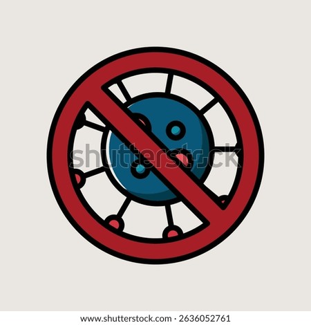  Prohibited Virus Symbol in Flat Vector Style Representing Safety and Protection