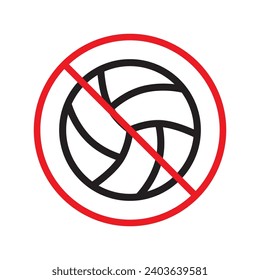 Prohibited volleyball icon. No volley ball vector icon. Forbidden volleyball ball icon. No volleyball sign. Warning, caution, attention, restriction, danger flat sign design symbol pictogram