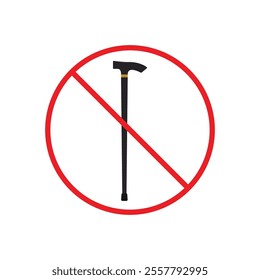 Prohibited walking stick flat vector icon design on a white background