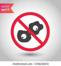 Prohibited Warning  attention restriction label caution danger. No Fried egg icon. Fried egg vector sign design. Egg flat symbol. EPS 10 pictogram