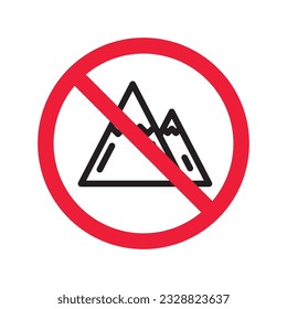 Prohibited Warning  attention restriction label caution attention. Mountain vector icon. Mountain sign design. EPS 10 mountain flat pictogram symbol
