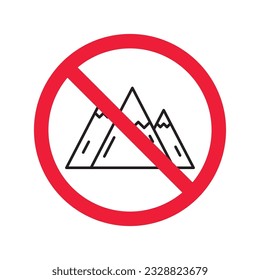 Prohibited Warning  attention restriction label caution attention. Mountain vector icon. Mountain sign design. EPS 10 mountain flat pictogram symbol