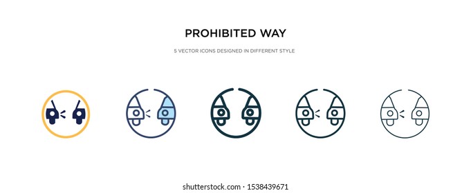 prohibited way icon in different style vector illustration. two colored and black prohibited way vector icons designed in filled, outline, line and stroke style can be used for web, mobile, ui
