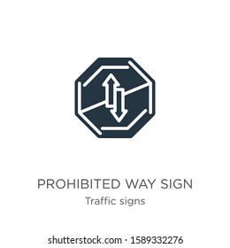 Prohibited way sign icon vector. Trendy flat prohibited way sign icon from traffic signs collection isolated on white background. Vector illustration can be used for web and mobile graphic design, 