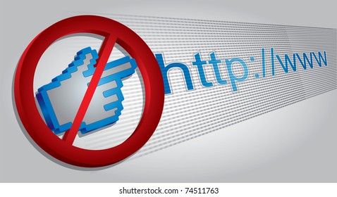 Prohibited web content, abstract illustration with hand sign