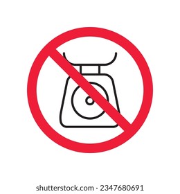 Icono vectorial de peso prohibido. Sin icono de escala. Icono de escala de peso prohibido. Sin signo de peso. Advertencia, precaución, atención, restricción, símbolo de diseño de señal plana de peligro pictograma