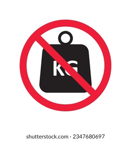 Prohibited weight vector icon. No scale icon. Forbidden weight scale icon. No weight sign. Warning, caution, attention, restriction, danger flat sign design symbol pictogram