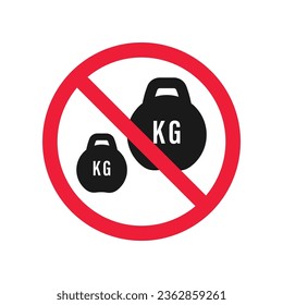 Prohibited weight vector icon. No scale icon. Forbidden weight scale icon. No weight sign. Warning, caution, attention, restriction, danger flat sign design symbol pictogram