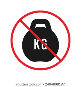 Prohibited weight vector icon. No scale icon. Forbidden weight scale icon. No weight sign. Warning, caution, attention, restriction, danger flat sign design symbol pictogram