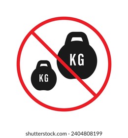 Prohibited weight vector icon. No scale icon. Forbidden weight scale icon. No weight sign. Warning, caution, attention, restriction, danger flat sign design symbol pictogram