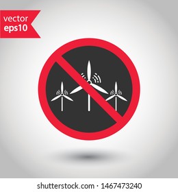 Prohibited windmill vector icon. No mill icon. Forbidden windmill icon. Warning, caution, attention, restriction, danger flat sign design. EPS 10