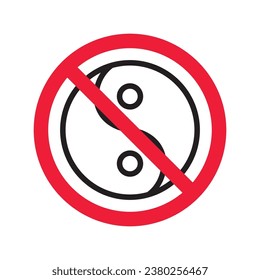 Prohibited yin yang vector icon. No yin-yang icon. Forbidden buddism icon. No ying yang sign. Warning, caution, attention, restriction, danger flat sign design symbol pictogram