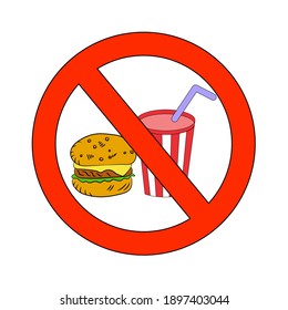 prohibiting fast food sign, vector illustration