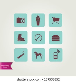 Prohibiting icons.Vector illustration.