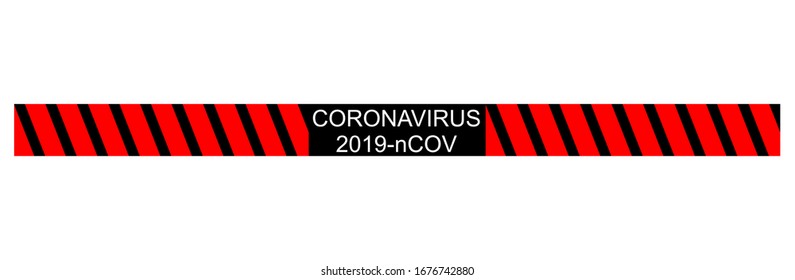 Prohibiting ribbon vector with Red Prohibit Sign, 2019-nCoV Novel Coronavirus Bacteria. No Infection and Stop Coronavirus Concepts. Dangerous Coronavirus Cell in China, Wuhan.