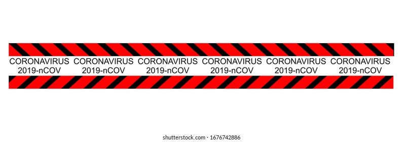 Prohibiting ribbon vector with Red Prohibit Sign, 2019-nCoV Novel Coronavirus Bacteria. No Infection and Stop Coronavirus Concepts. Dangerous Coronavirus Cell in China, Wuhan.