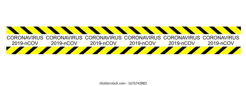 Prohibiting ribbon vector with yellow Prohibited Sign, 2019-nCoV Novel Coronavirus Bacteria. No Infection and Stop Coronavirus Concepts. Dangerous Coronavirus Cell in China, Wuhan.