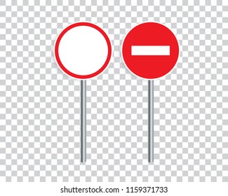 Prohibiting road signs. Entry is prohibited and traffic is prohibited. Vector illustration.