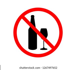 Prohibiting sign for alcohol. No drinking sign. Vector illustration