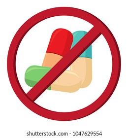 Prohibiting sign for drugs. No drugs sign. Vector illustration
