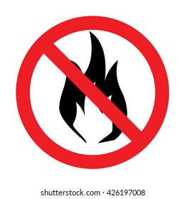 Prohibiting sign for fire. No fire sign. Vector illustration