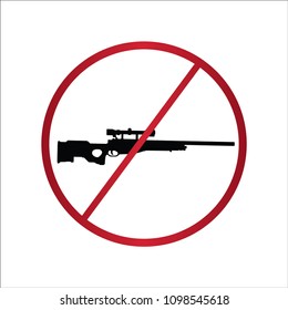 Prohibiting sign for gun. No gun sign. Vector illustration