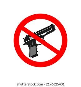 Prohibiting sign for gun. No gun sign. Vector illustration