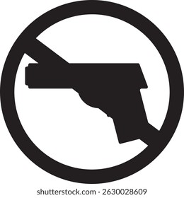 Prohibiendo la señal para el arma. No hay señal de arma. Ilustración vectorial