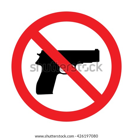 Prohibiting sign for gun. No gun sign. Vector illustration