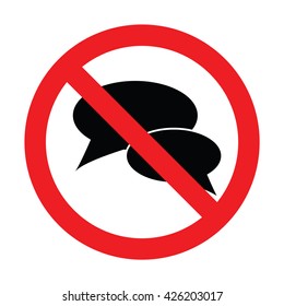 Prohibiting sign for talking. No talking sign. Vector illustration