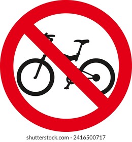 prohibiting thoroughfare of bicyles, no riding bycicle, Prohibiting sign,Traffic Sign , Vector, symbol, transport icon