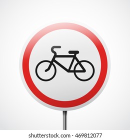 Prohibiting traffic sign. Biking movement is forbidden vector illustration.