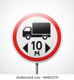 Prohibiting traffic sign. Length limit vector illustration.