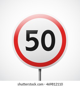 Prohibiting traffic sign. Speed limit vector illustration.
