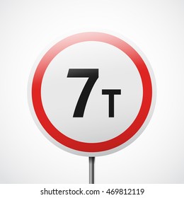 Prohibiting traffic sign. Weight limit vector illustration.
