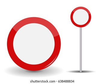 Prohibiting Travel Round Red Road Sign.Vector Illustration. EPS10