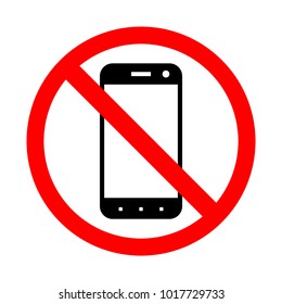 Prohibiting the use of a mobile phone. Vector sign illustration on a white background.