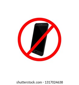 Prohibiting the use of a mobile phone. Vector sign illustration on a white background.