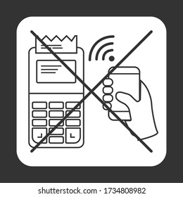 Prohibiting the use of wireless credit card payment via the POS terminal, icon.