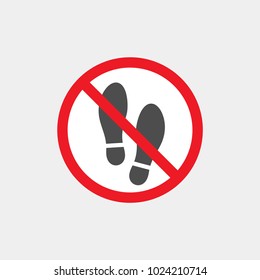 Prohibiting vector sign. Prohibiting flat vector icon. Footwear prohibited sign. No footwear