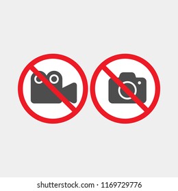 Prohibiting vector sign. Prohibiting flat vector icon. Photography is prohibited sign. No photo. No video. Video recording is prohibited sign