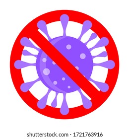 Prohibition 2019-ncov, warning banned outbreak, protect and forbidden, ban colored virus, vector forbid and prohibited symbol illustration