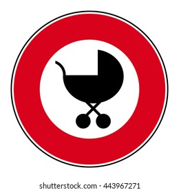 Prohibition access sign strollers prams vector icon 2    


